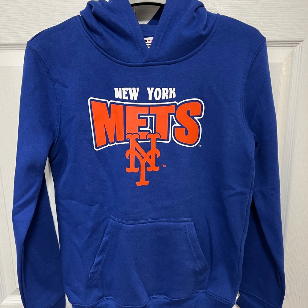 Official MLB Baseball Kids Blue New York Mets Hoodie | Size LG (14-16)